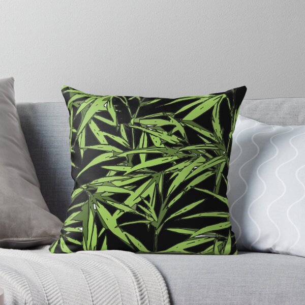 Item preview, Bamboo leaves,  green plants, mask, black background designed and sold by Collagedream.