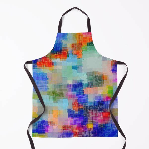 Item preview, geometric square pixel pattern abstract background in blue pink orange designed and sold by Mrvell.