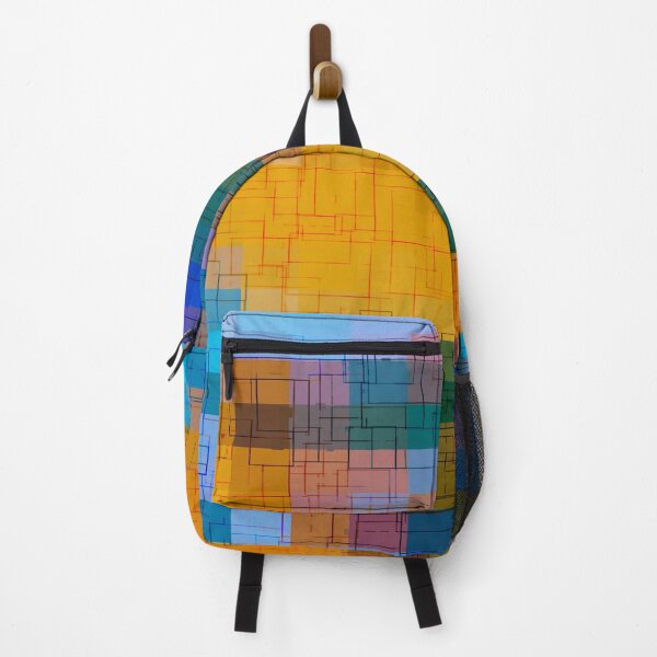 Item preview, geometric square pixel pattern abstract background in brown and blue designed and sold by Mrvell.
