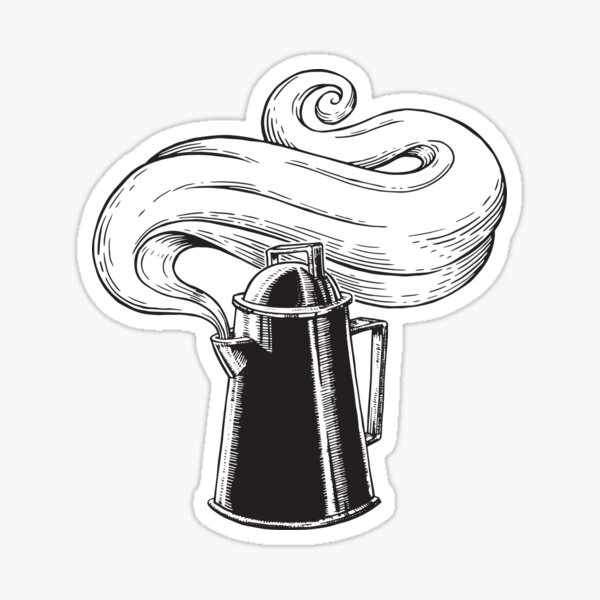 Rustic Coffee Pot Sticker