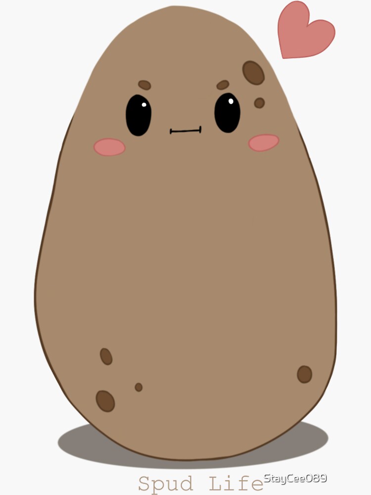 Cute Kawaii Potato Spud Life Heart Sticker For Sale By Staycee089 Redbubble