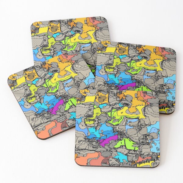 Item preview, geometric shape texture abstract background in blue pink yellow orange designed and sold by Mrvell.