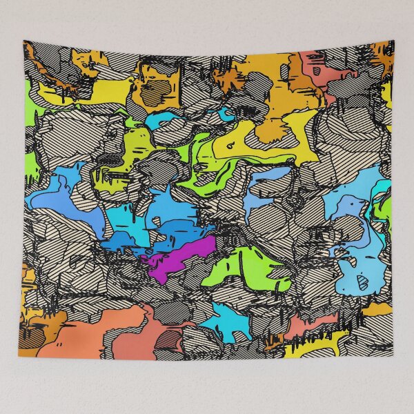 Item preview, geometric shape texture abstract background in blue pink yellow orange designed and sold by Mrvell.