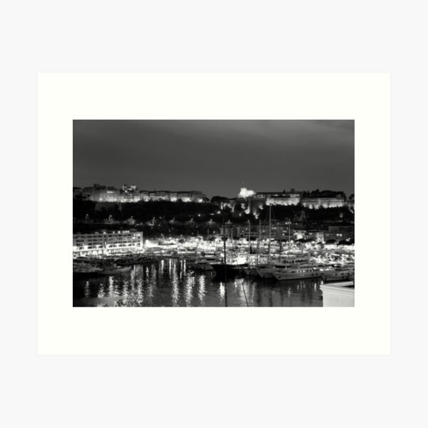 Monaco palace and bay Art Print