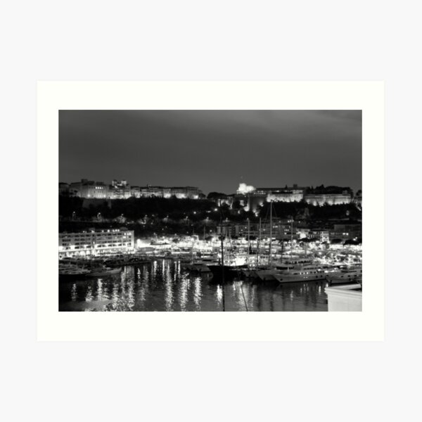 Monaco palace and bay Art Print