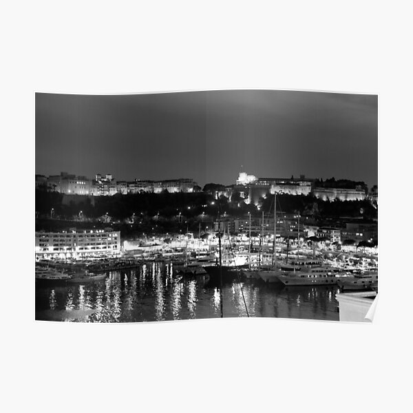 Monaco palace and bay Poster