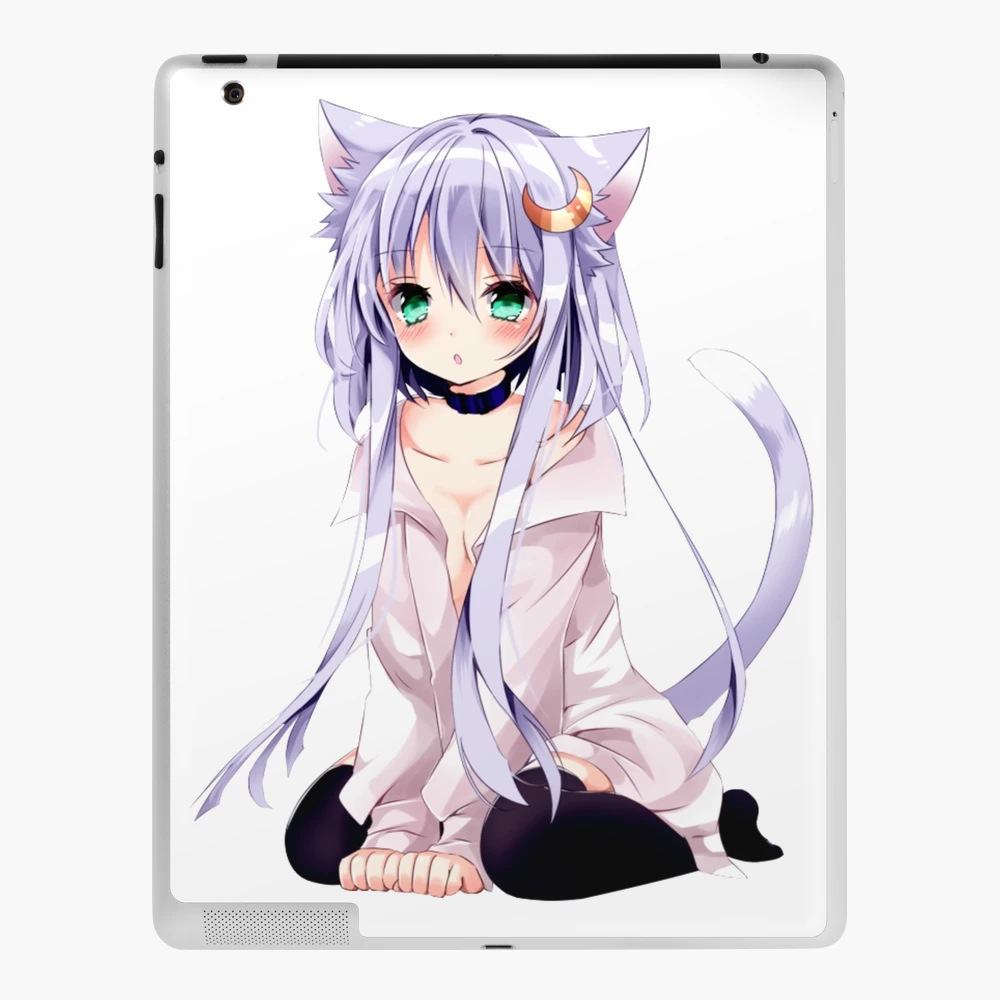 Kawaii Anime Neko Cat Girl With white hair iPad Case & Skin for Sale by  TenchiMasaki