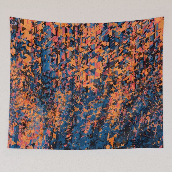 Item preview, geometric triangle shape abstract background in brown and blue designed and sold by Mrvell.