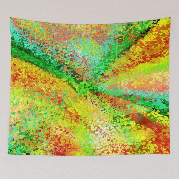 Item preview, geometric triangle shape abstract background in yellow green red designed and sold by Mrvell.
