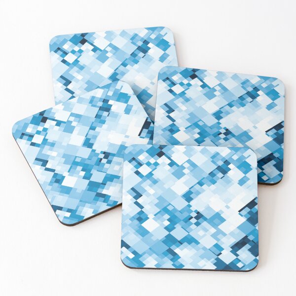 Item preview, geometric square pixel pattern abstract background in blue designed and sold by Mrvell.