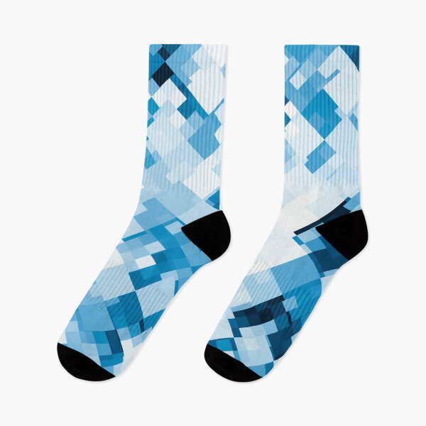 Item preview, geometric square pixel pattern abstract background in blue designed and sold by Mrvell.