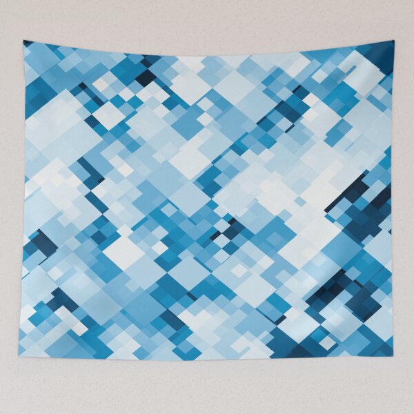 Item preview, geometric square pixel pattern abstract background in blue designed and sold by Mrvell.