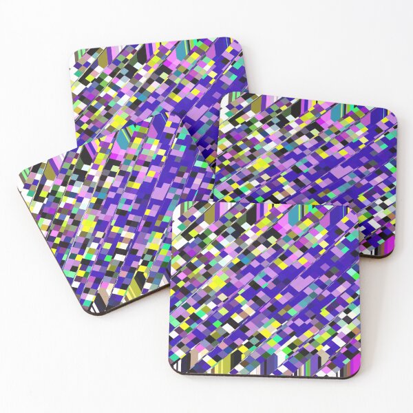 Item preview, geometric square pixel pattern abstract background in blue purple yellow designed and sold by Mrvell.