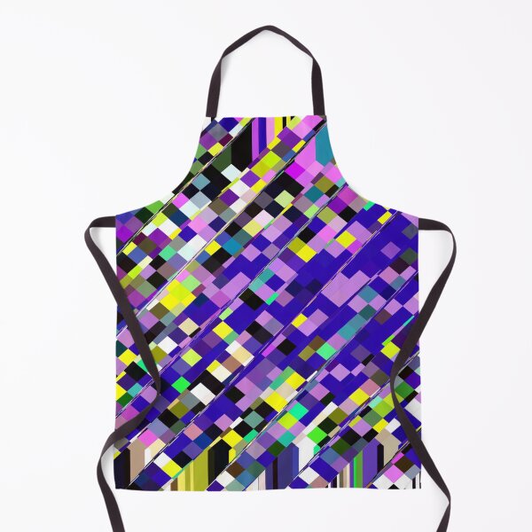 Item preview, geometric square pixel pattern abstract background in blue purple yellow designed and sold by Mrvell.