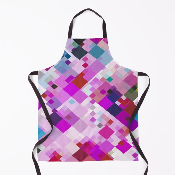 Item preview, geometric square pixel pattern abstract background in pink blue yellow designed and sold by Mrvell.