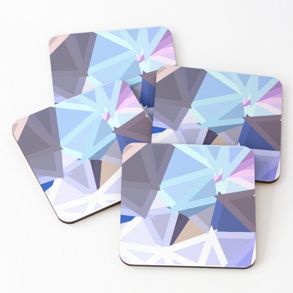 Item preview, geometric triangle polygon shape abstract background in blue and pink designed and sold by Mrvell.