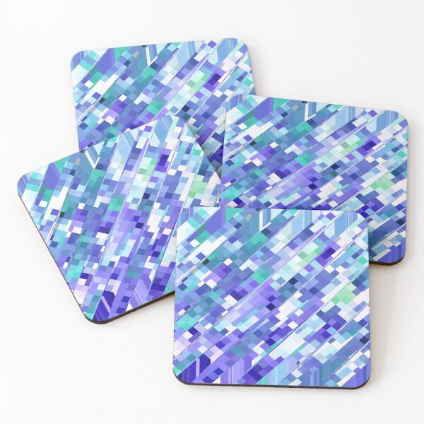 Item preview, geometric square pixel pattern abstract background in purple and blue designed and sold by Mrvell.