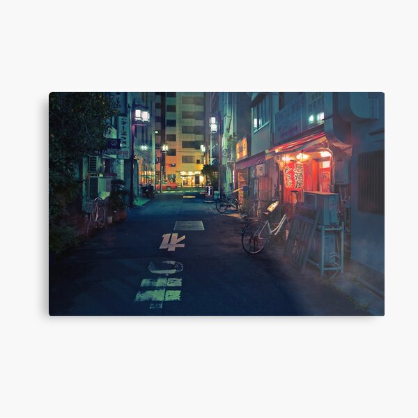 Neo Tokyo - Quiet street in Shinjuku Metal Print