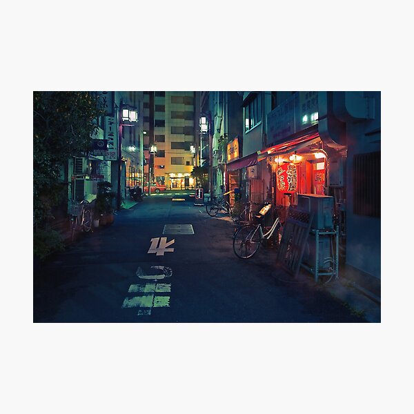 Neo Tokyo - Quiet street in Shinjuku Photographic Print