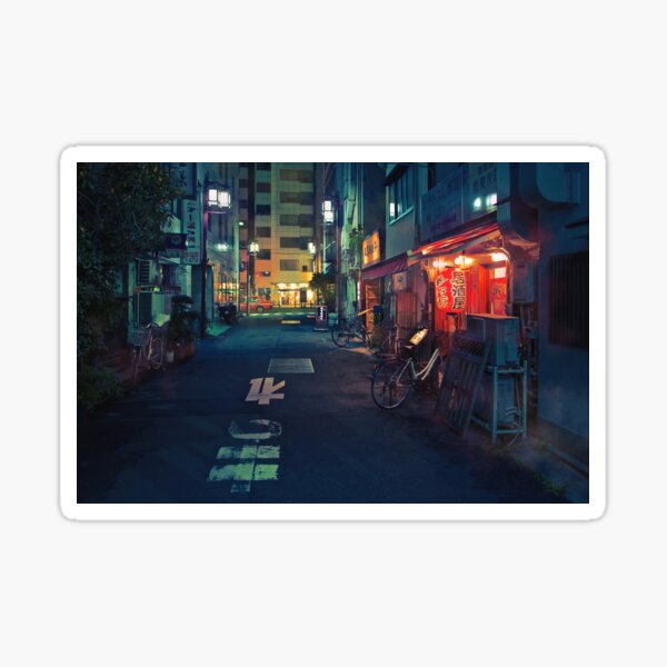 Neo Tokyo - Quiet street in Shinjuku Sticker