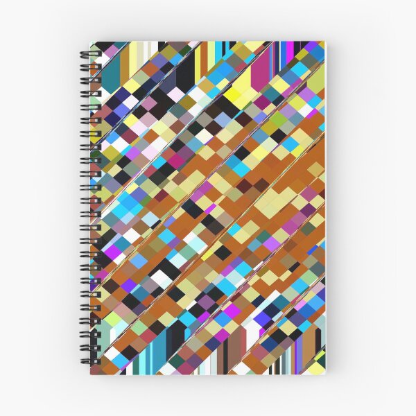 Item preview, geometric square pixel pattern abstract background in brown yellow blue pink designed and sold by Mrvell.