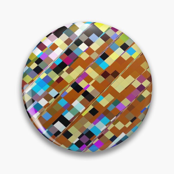 Item preview, geometric square pixel pattern abstract background in brown yellow blue pink designed and sold by Mrvell.