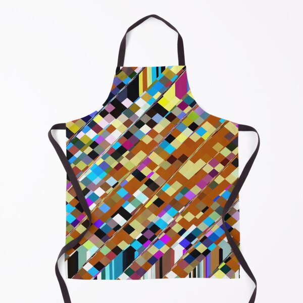 Item preview, geometric square pixel pattern abstract background in brown yellow blue pink designed and sold by Mrvell.