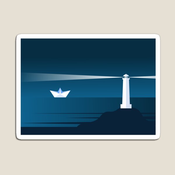 Item preview, Lighthouse and a paper boat in the night.  designed and sold by TashaVector.