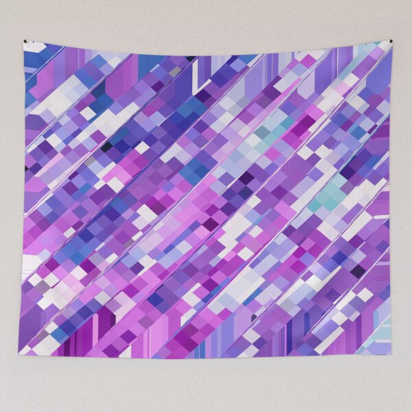 Item preview, geometric square pixel pattern abstract background in purple pink designed and sold by Mrvell.