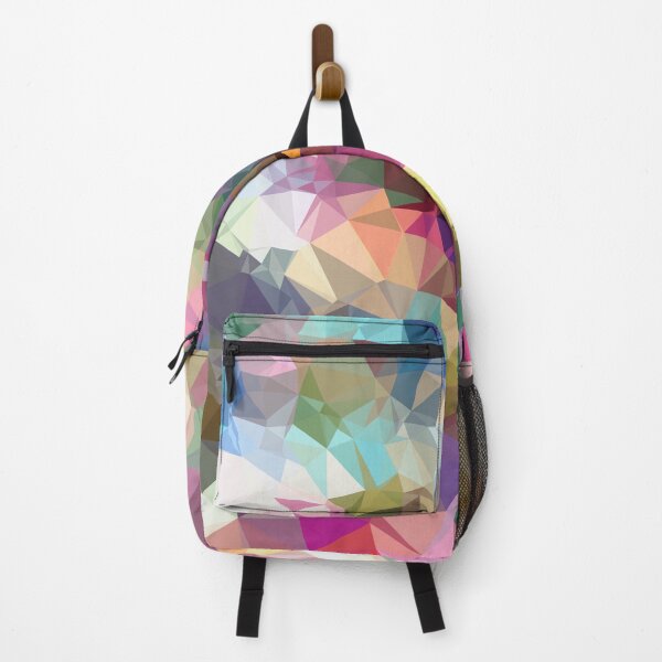 Item preview, colorful geometric triangle pattern abstract background in pink blue yellow designed and sold by Mrvell.