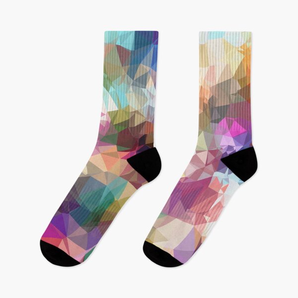 Item preview, colorful geometric triangle pattern abstract background in pink blue yellow designed and sold by Mrvell.