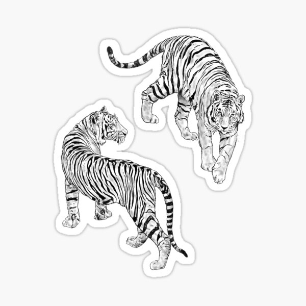 Vista previa del artículo con la obra «Tigres blancos y negros», diseñado y vendido por loriarts.