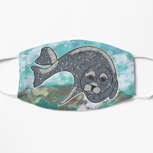 Harbor Seal Underwater - Digital Painting Flat Mask