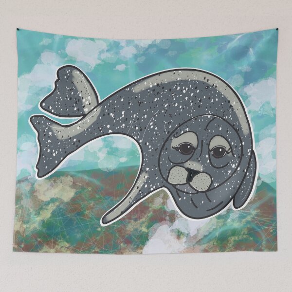 Item preview, Harbor Seal Underwater - Digital Painting designed and sold by bellamousse design co.