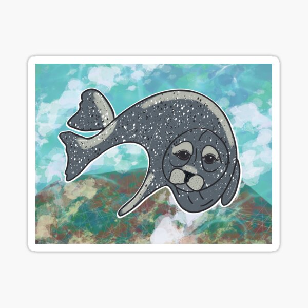 Harbor Seal Underwater - Digital Painting Sticker