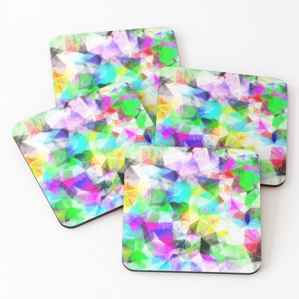 Item preview, geometric triangle shape pattern abstract in blue pink green yellow designed and sold by Mrvell.