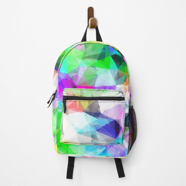 Item preview, geometric triangle shape pattern abstract in blue pink green yellow designed and sold by Mrvell.