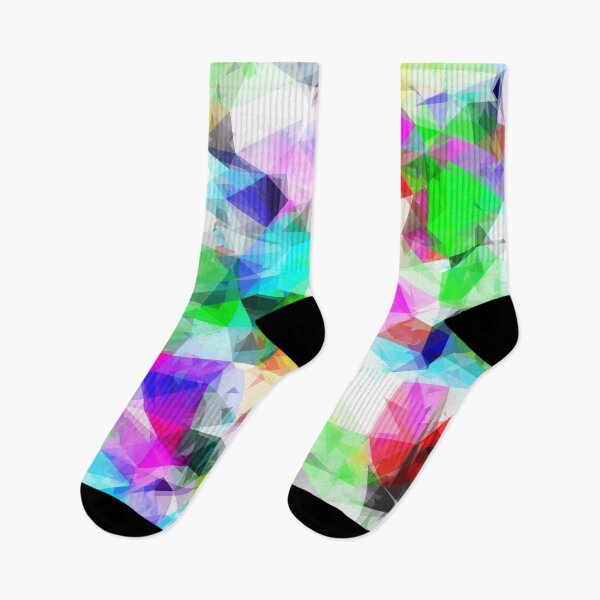 Item preview, geometric triangle shape pattern abstract in blue pink green yellow designed and sold by Mrvell.