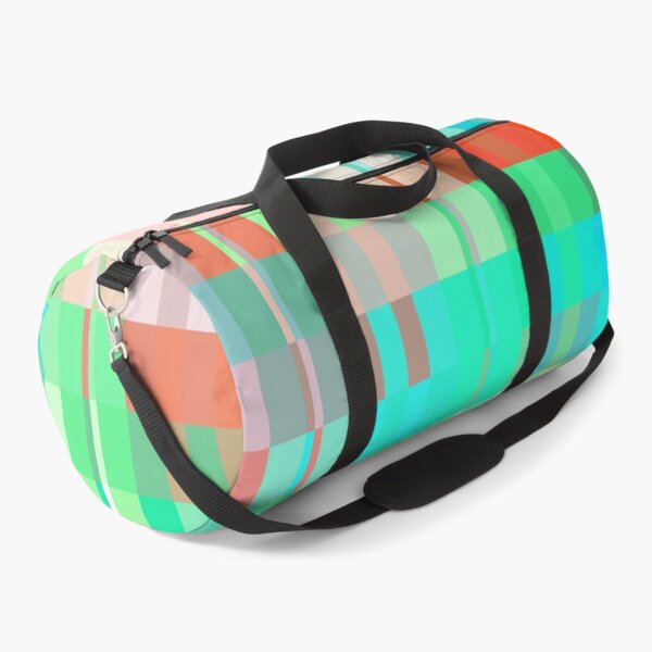 Item preview, geometric square pixel pattern abstract background in green blue orange designed and sold by Mrvell.
