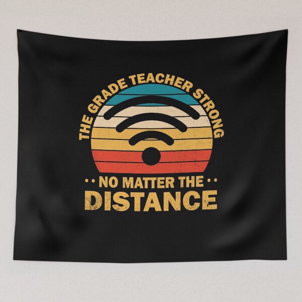 Item preview, 8th Grade Teacher Strong No Matter The Distance Retro WiFi designed and sold by TheMattDesigns.