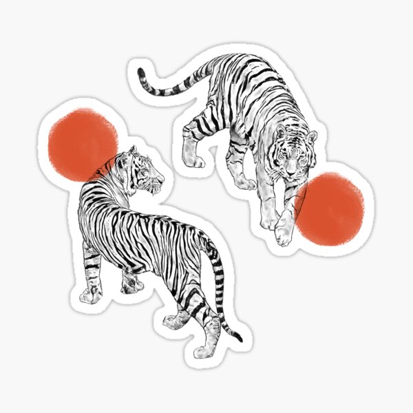 Vista previa del artículo con la obra «Diseño de tigre negro, blanco y rojo», diseñado y vendido por loriarts.