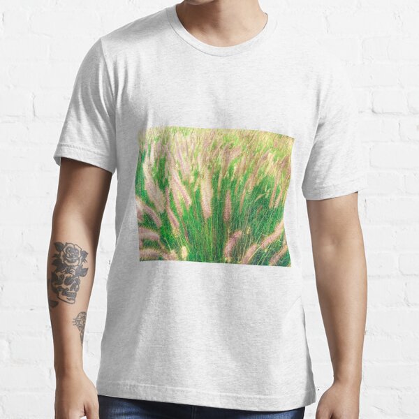 Closeup Green Grass Field Texture Abstract With Grass Flowers T Shirt