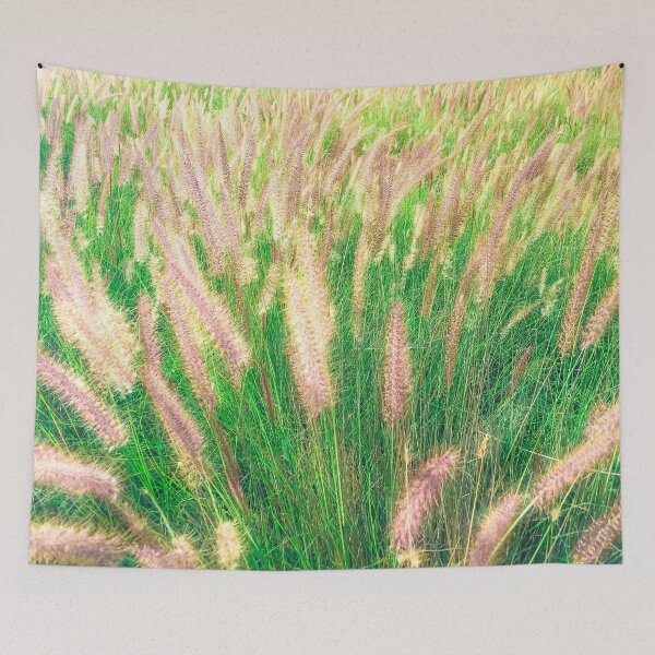 Item preview, closeup green grass field texture abstract with grass flowers designed and sold by Mrvell.