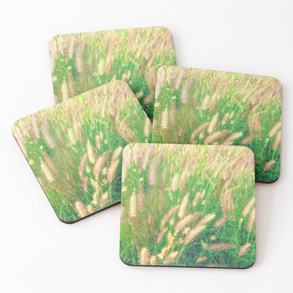 Item preview, green grass field texture abstract with blooming grass flowers designed and sold by Mrvell.