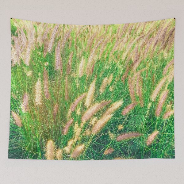 Item preview, green grass field texture abstract with blooming grass flowers designed and sold by Mrvell.