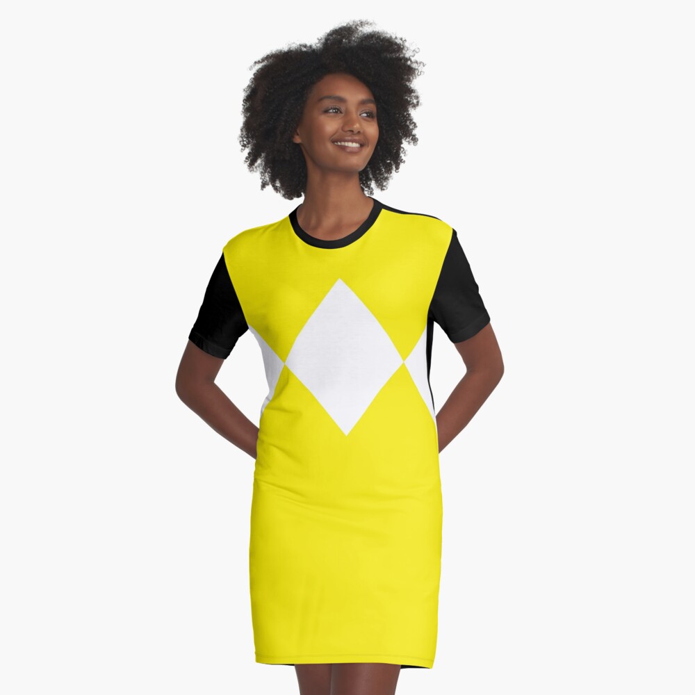 Mighty Morphin Power Rangers Yellow Ranger Design Graphic T-Shirt Dress  for Sale by Estela Costa