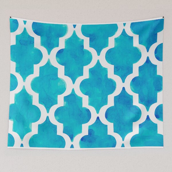 Item preview, Turquoise Quatrefoil pattern in watercolor  designed and sold by Bonheurem.