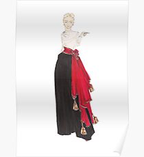 Fashion Illustration 'Red Scarf' Fashion Art Poster