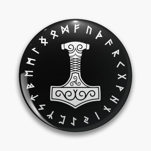 Item preview, Norse Thors Hammer Mjolnir Elder Futhark Viking Runes White designed and sold by BluePagan.