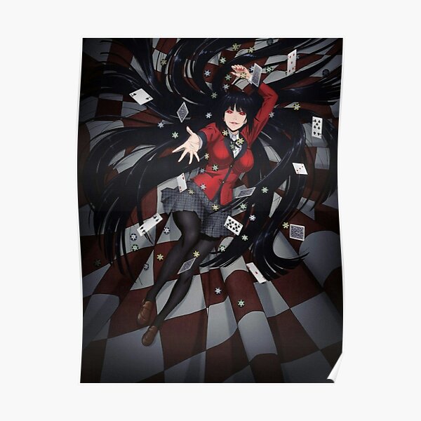 Yumeko Jabami gambling school, kakegurui, anime manga girl Poster